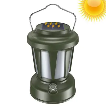 Фонарь для кемпинга Перезаряжаемый Портативный светодиодный винтажный светильник IPX4 Водонепроницаемый Солнечный TYPE-C, перезаряжаемый 3 режима освещения, Фонарь для кемпинга