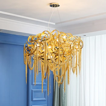 Французская Люстра Роскошное Креативное Внутреннее Освещение Led Golden Luster Tassel Lighting Гостиная Спальня Столовая Люстра