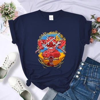 Футболки Demon Slayer Hashibira Inosuke с принтом гнева, Женские летние футболки оверсайз, уличные топы в стиле Аниме, Лидер продаж, Свободная женская футболка
