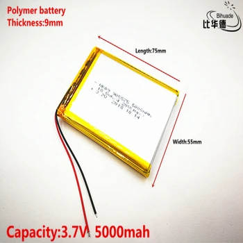 Хорошее качество 3,7 В, 5000 мАч, 905575 полимерный литий-ионный аккумулятор для планшетных ПК, GPS, mp3, mp4