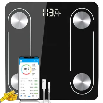 Цифровые весы для измерения жировых отложений в ванной Bluetooth Умные Весы Беспроводной ИМТ Электронный взвешивающий аппарат USB Перезаряжаемый
