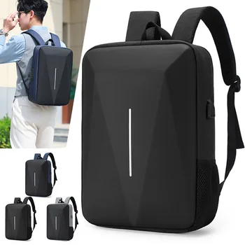 Черная сумка из ПК с твердым покрытием для отдыха, поездок на работу, Водонепроницаемый легкий Деловой рюкзак, Мужской рюкзак с противоугонным замком, сумка для компьютера