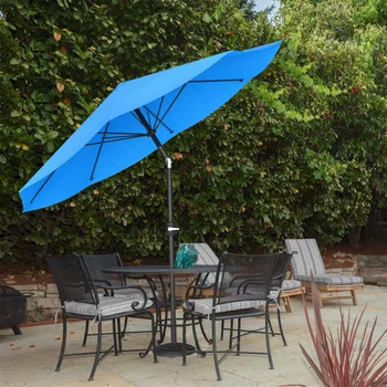 Чистый садовый зонт для патио с автоматическим наклоном, 10-футовый алюминиевый, легко заводится, зонты с ярко-синим оттенком, пляжный зонт от солнца