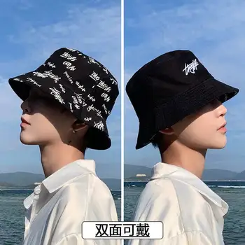 Широкополая шляпа корейской версии, мужская двусторонняя шляпа с вороной, весенне-летняя солнцезащитная шляпа INS и солнцезащитная женская мода
