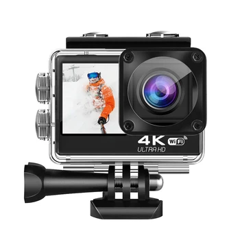 Экшн-камера 4K 24MP WIFI Водонепроницаемая Ultra HD с подводной камерой EIS 30M Видеозапись с сенсорным экраном 170 градусов Спортивная камера