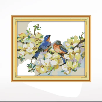 Язык птиц цветочный аромат пейзаж вышивка крестиком гостиная спальня подвесная картина, ручная вышивка 11CT/14CT