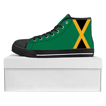 Ямайский флаг, Кроссовки с высоким берцем, Высококачественные Мужские Женские Парусиновые кроссовки для подростков, Ямайская повседневная обувь для пар, Обувь на заказ