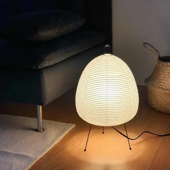 Японский фонарь из рисовой бумаги, светодиодная настольная лампа, современный художественный декор для гостиной, спальни, кабинета, отеля, креативный торшер на треноге