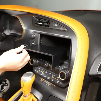 для Chevrolet Corvette C7 2014-2019 ABS Черная автомобильная консоль, приборная панель, навигация, внутренний экран, многоуровневый ящик для хранения, автомобильные аксессуары