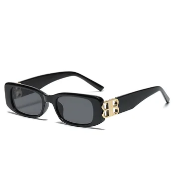 новое поступление 2023, футуристические прямоугольные солнцезащитные очки с логотипом bb, женские мужские солнцезащитные очки uv400, брендовая дизайнерская обувь, черные, розовые, леопардовые, маленькие солнцезащитные очки de sol