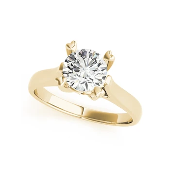 обручальное кольцо с пасьянсом из желтого золота 14 Карат круглой огранки, бриллиант муассанит 1 Карат, кольца с 4 зубцами для женщин