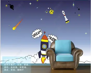 фотообои на заказ, 3D мультяшная ракета взлетает с детского фона, обои для декора стен в рулонах, гостиная