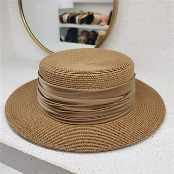 шляпы для женщин, летняя пляжная прогулка, роскошная соломенная шляпа, солнцезащитная шляпа, новая панама с козырьком, элегантная модная дизайнерская кепка, Бесплатная доставка, церковь