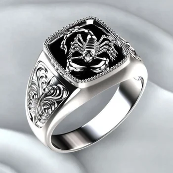 2023 Креативное Мужское кольцо с рельефом Скорпиона, Индивидуальное покрытие, Серебряное кольцо 925 пробы, мировые ювелирные изделия оптом, доставка по самой низкой цене