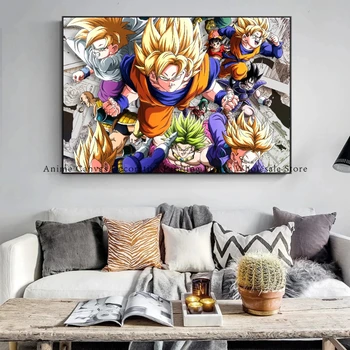 Dragon Ball Аниме персонаж Гоку Плакат Холст картина Подходит для модного домашнего декора стен комнаты Фреска Рождественский подарок для детей