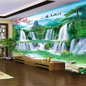 beibehang Пользовательские обои 3D стерео фотообои текущая вода фортуна 3D пейзаж гостиная ТВ фон обои 3D фреска