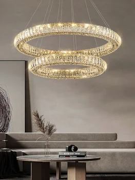 Дизайнерский подвесной светильник для гостиной высокого класса, Современный свет, Роскошная круглая светодиодная хрустальная лампа, освещение для украшения дома в ресторане
