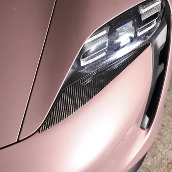 Для Porsche Taycan 2019-2022 Мягкие автомобильные фары из Углеродного волокна, Декоративная лампа, наклейка для отделки бровей, Аксессуары для экстерьера автомобиля