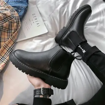Зимние мужские противоскользящие ботинки, Мужская обувь, Высококачественные ботинки на платформе, Универсальные мужские ботинки 