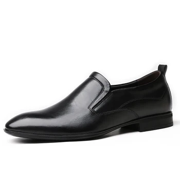 Классическая черная официальная обувь, мужские модельные туфли, лоферы, модная деловая офисная обувь, мужская обувь из натуральной кожи, мужская обувь