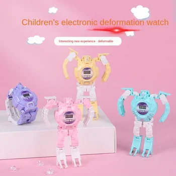 Креативная фигурка-трансформер на День защиты детей, подарок мальчикам и девочкам, студенческий Робот, Электронные часы