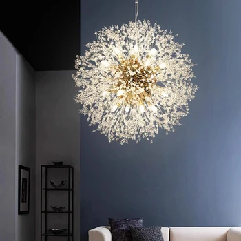 Люстра Aipaite в скандинавском стиле со снежинками, светодиодная хрустальная лампа золотого/сложного цвета, люстра для гостиной, обеденного стола, спальни