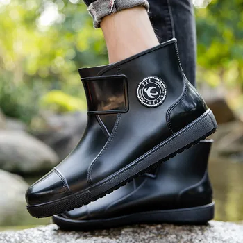 Мужские непромокаемые ботинки, водонепроницаемая нескользящая резиновая подошва, Уличная Непромокаемая обувь для рыбалки, Скалолазания