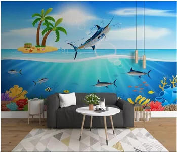Настенная роспись на заказ 3D фотообои Современная акула рыба школа детская комната обустройство дома гостиная обои для стен 3 d