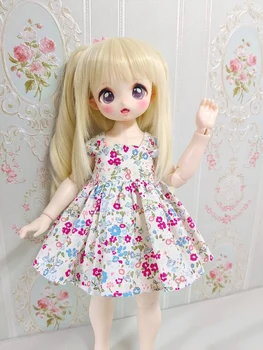 (Отправлено в феврале 2023) Платье для куклы Bjd Юбка с цветочным рисунком 4 цвета 1/4 игрушечной ткани