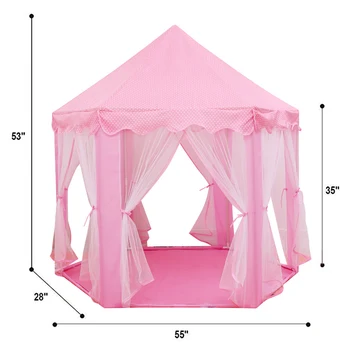 Палатки для игр во дворе, детская палатка, Розовый замок принцессы, игрушечная игровая палатка 140 * 135 см, подарок на день рождения для детей