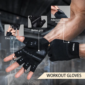 Перчатки для занятий тяжелой атлетикой, мужские и женские перчатки для занятий в тренажерном зале Weskos