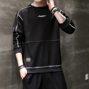 Свитер мужской, Новая мужская футболка с длинными рукавами, Толстовки, уличная одежда, топы, хип-хоп Корейская мода