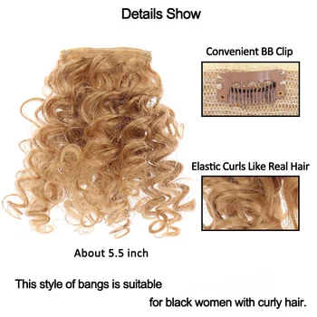 Синтетические вьющиеся челки DIFEI, зажимы для наращивания волос из натуральных черных термостойких волокон для женщин