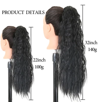Синтетический длинный кукурузный волнистый хвост, наращивание волос в виде конского хвоста, кукурузные кудри для женщин, наращивание волос из высокотемпературного волокна