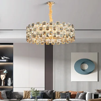 Современная круглая Роскошная Хрустальная люстра для гостиной, столовой, Художественное оформление, Потолочные светильники, светодиодный подвесной светильник
