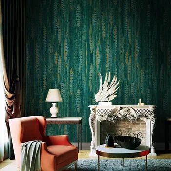 Современные Скандинавские абстрактные обои с зеленым пером, художественная настенная роспись, водонепроницаемые обои для гостиной, спальни, 3d, домашний декор, бежевый