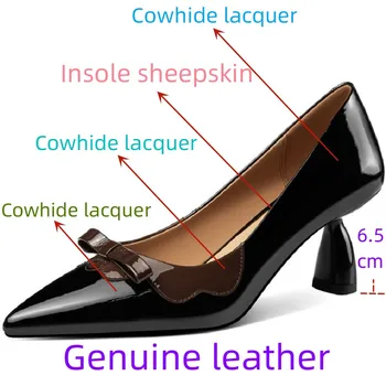 【JOCHEBED HU】 Размеры 33-43, женские туфли на каблуке из натуральной кожи с узлом-бабочкой, модные пикантные клубные вечерние туфли на высоком каблуке
