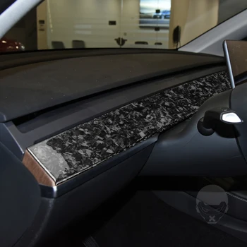 16 Шт. Кованых полосок для отделки центральной панели приборной панели из углеродного волокна, наклейка на интерьер автомобиля для Tesla Модель Y 2020 + Модель 3 17-22
