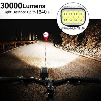2ШТ 30000LM Супер яркий Велосипедный фонарь 10000 мАч Перезаряжаемая светодиодная велосипедная фара IPX5 Водонепроницаемый Велосипедный фонарик Power bank