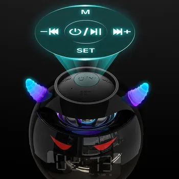 Bluetooth-динамик со светодиодным цифровым будильником; музыкальный плеер; Беспроводные часы в форме шара; Динамик; Мини-динамик; Будильник; Горячая