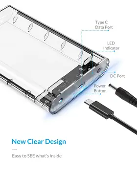 ORICO Прозрачный корпус жесткого диска Чехол для 2,5 3,5 жесткого диска SSD SATA к USB 3,1 Type C 6 Гбит/с для внешнего HD жесткого диска Коробка