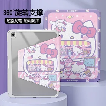 Sanrio Kuromi 360 Rotathion С Прорезью Для Ручки Для iPad Air 2021 10,2 Чехол Mini 6 Air 4 10,9 Силиконовый Защитный Pro 11-Дюймовый Чехол
