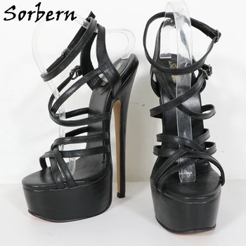 Sorbern/ босоножки на очень высоком каблуке 20 см, платформа, фетиш-обувь из матовой натуральной кожи Us9, босоножки-босоножки на шпильке с круглым носком для Сисси-мальчиков