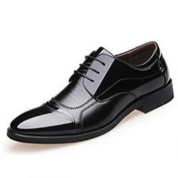 Деловые туфли-Оксфорды из кожи, мужские официальные туфли из дышащей резины, мужские офисные свадебные туфли на плоской подошве