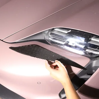 Для Porsche Taycan 2019-2022 Мягкие автомобильные фары из Углеродного волокна, Декоративная лампа, наклейка для отделки бровей, Аксессуары для экстерьера автомобиля