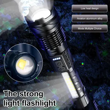 Мощный фонарик XHP50, супер яркий светодиодный фонарик, USB-зум, тактический фонарь, перезаряжаемый фонарь для кемпинга на открытом воздухе
