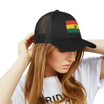 Мужская Женская Спортивная бейсбольная кепка с вышивкой Флага Ганы, летний солнцезащитный козырек с дышащей сеткой, Головной убор с логотипом на заказ