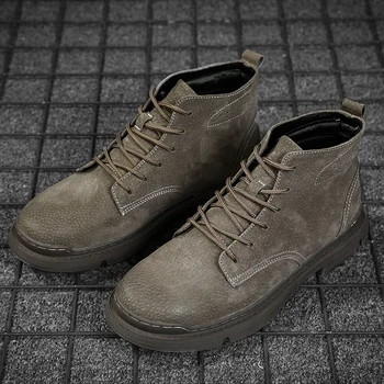 Мужские ботинки Golden Sapling в стиле Ретро, рабочая обувь для отдыха, мужские ботильоны из натуральной кожи на плоской платформе, тактическая военная обувь
