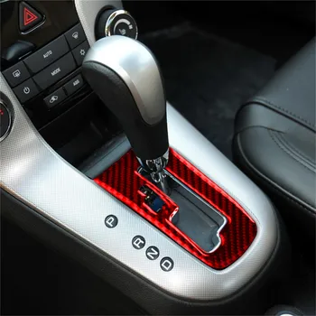 Наклейки на панель управления кондиционером из красного углеродного волокна для салона автомобиля Chevrolet Cruze 2009-2015