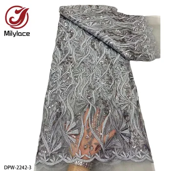 Новейшая африканская кружевная ткань 2023, высококачественная французская кружевная ткань с блестками для вечернего платья в Нигерии DPW-2242
